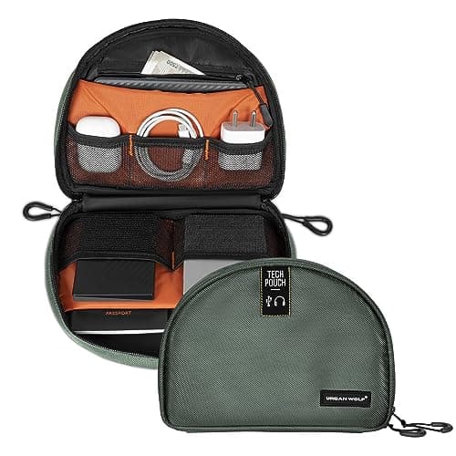 Urban Wolf Tech Pouch: The All-in-One Waterproof Travel Organizer for Cables, Adapters, Chargers,Hard Drives & Other Tech Essentials-Portable Zippered Gadgets Organizer (Fossil Grey, Pack of 1)