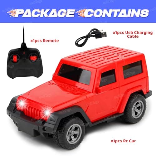 Zest 4 Toyz Remote Control Car RC Jeep Car Toy for Kids | Light and Sound | Durable Build and USB Charger | 2 WD | High Speed Rechargeable RC Car Off-Road Vehicle for Boys and Girls - Red 3