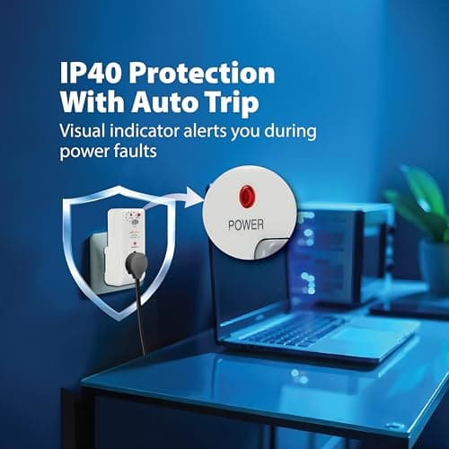 Havells 16 Amp 30mA PRCD Adaptor (White) - Plastic Body, Auto-Trip Safety for Appliances - Smart and Enhanced Protection Against Electrical Shock,Requires 16A MCB/Fuse Backup,Per IEC 61540 Guidelines 4