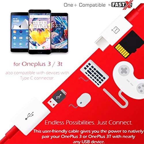 FASTX OG USB Type-C OTG Adapter Cable Connector Cord pendrive Compatible with All C Type Supported Mobile Smartphone and Other One Device Plus 6T,6,5T,5,3T,3,2, (White & Red) 5