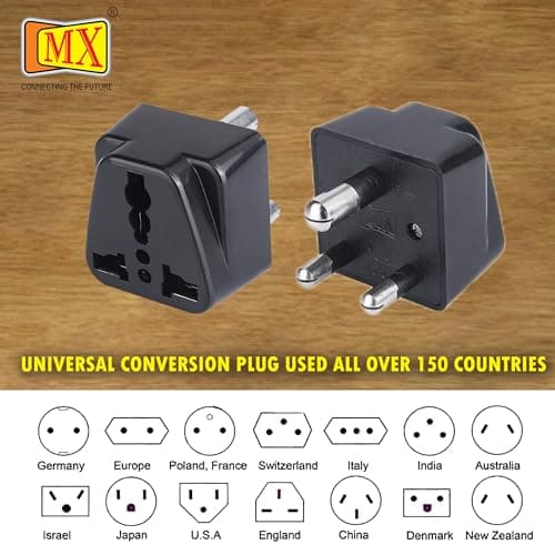 MX 5A 250V Universal India to South Africa Adapter – 3-Pin Converter Plug for Homes, Offices, Hotels & Travel Use, Pack of 2, Compatible with Indian & South African Devices 5