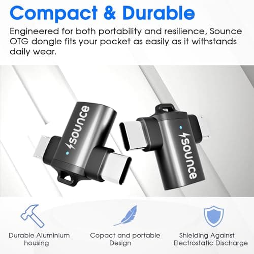 Sounce 2 in 1 USB OTG Adapter USB A to Type C & Micro USB Connector, Female to Male USB 3.0 High-Speed Data Transfer Converter Pen Drive Adapter for Mobile and Others - Black 2