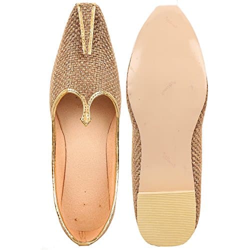 DFR Men's Jute Juti | Jutti for Men | Rajasthani Wedding Shoe Loafer, Color - Badam, UK Size - 8 5