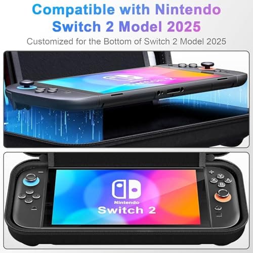 OIVO INDIA Carrying Case for Nintendo Switch 2(2025), Protective Hard Shell Portable Travel Carry Case Pouch Holds 12 Cartridges with Pockets for Switch 2 Accessories and Games, Black 2