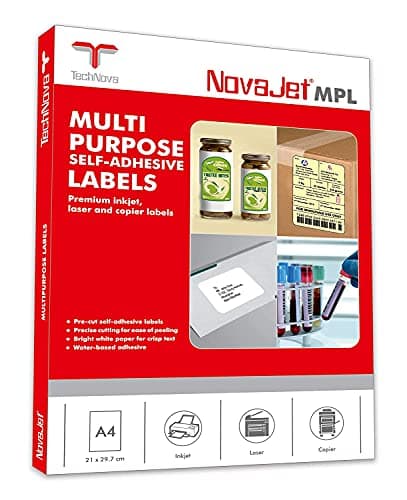 NovaJet Multipurpose Label for Inkjet/Laser Printer 110 Label (Size of Lable 35 mm x 10 mm) in A4 Sheet (100 Sheet)