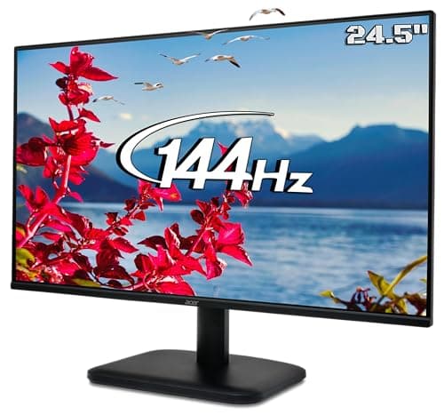 acer EK251Q P6 24.5 Inch Full HD IPS LED Monitor | 144Hz Refresh Rate | 1ms VRB | AMD FreeSync | ZeroFrame Design | sRGB 99% | Flicker-Less & BlueLightShield | HDMI & VGA | Tilt Adjustable, Black