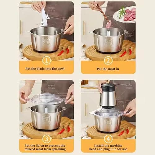 VANSHORA Electric Food Chopper 2L Stainless Steel Bowl Heavy Duty 700W Motor 4 Blade 2 Speed Kitchen Grinder for Meat Vegetables Onion Garlic Herbs Multipurpose Electric Food Processor 5