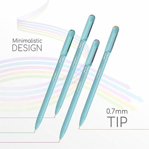 Hauser XO Multicolor Ball Pen Wallet Pack | Multi-Use Pen for Coloring, Doodling, Mandala, Writing | Minimalistic Aesthetic Looks with Pastel Body | Multicolor Ink, Set Of 10 5