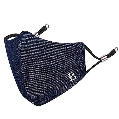 MASQ Alphabet B 4 Layer, Reusable, Breathable, Anti-Bacterial (BFE>99%) Embroidered 100% Pure Cotton Cloth Face Mask Combo with Ear Adjusters for Unisex, Men, Women (Navy-Grey-Denim, Pack of 3) 5