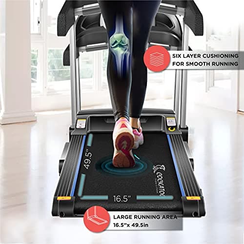 Cockatoo Smart-Run A6 6HP Peak Auto Incline DC Motorized Treadmill for Home,with Auto Incline Treadmill for Home & MP3, Bluetooth, Max Speed 16 Km/Hr, Max User Weight 130 Kg 5