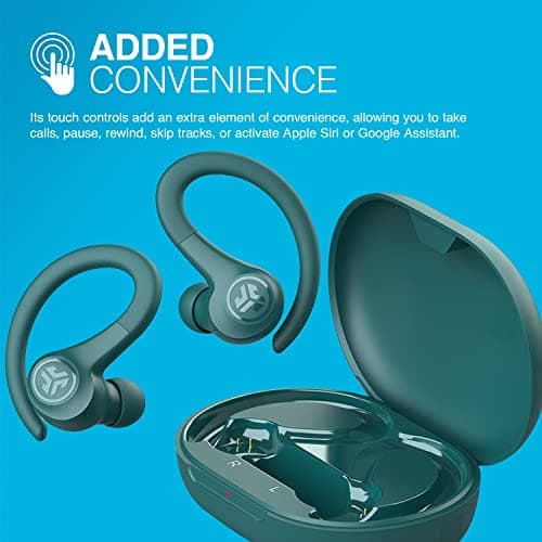 JLab Go Air Sport TWS Sports Earbuds - Bluetooth Earphones True Wireless, 32+ Hour Playtime Gym Headphones, Running & Workout in Ear Buds with Ear Hooks, C3 Clear Calling, EQ3 Sound, Teal 4
