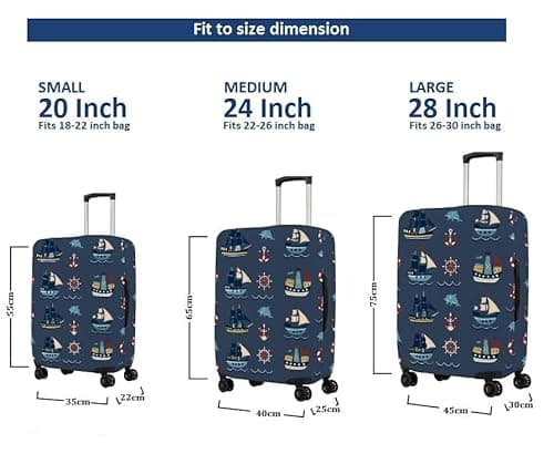 Krutiwasa Protective Trolley Bag Cover Map Print Large Size 28 inch =75cm, Fits 28-30 inch Bag | Turquoise Polyester Luggage Bag Cover for Hard Suitcase – Washable, Durable & Dustproof - Blue Ocean 3
