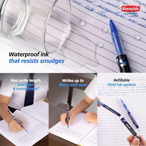 Reynolds TRIMAX Rollerball Pen Refills Set - 4 Refills Set|Roller Ball PENS for Writing | Pen for Students & Office Stationery | 0.5 mm TIP Size 3