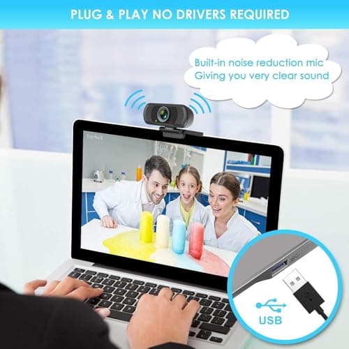 ToyNeX Full HD 1080P Webcam with Microphone, Pro Streaming Computer Camera, Widescreen USB Web Camera for Desktop PC Laptop.(Black) 5