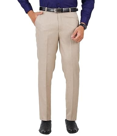 Mc Henry Men's Classic Solid Formal Comfort/Regular Fit Stretchable Wrinkle Free Trousers