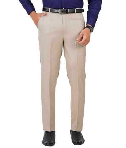 Mc Henry Men's Classic Solid Formal Comfort/Regular Fit Stretchable Wrinkle Free Trousers