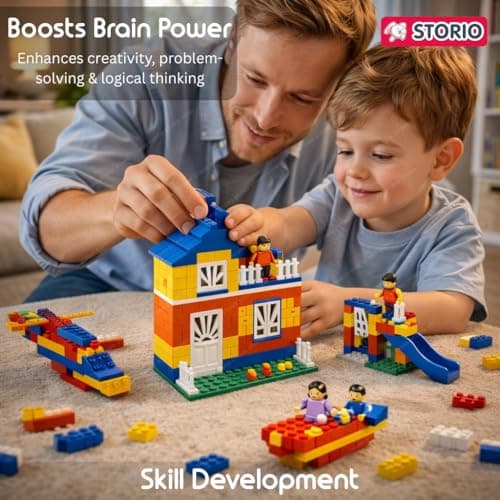 Storio Toys Mega Makers Kids 200+ Pcs Building and Construction Blocks Toy Set for Boys & Girls - DIY Educational & Learning Puzzle Games for Children, Ideal for Kids’ Creative Play 3
