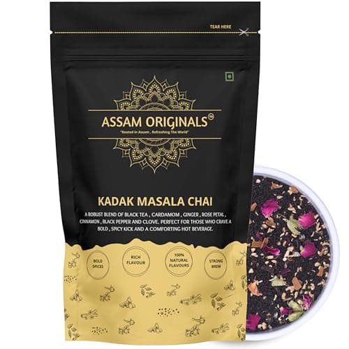Assam Originals Kadak Masala Chai | High Grown Assam CTC Tea with Indian Spices | Strong & Aromatic Masala Tea | Made with 100% Natural Ingredients | 250g