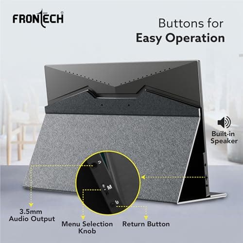 FRONTECH 17.3" Portable LED Monitor | Full HD 1920×1080 IPS Display | 60Hz Refresh Rate | Mini HDMI & Dual Type-C Ports | Built-in Speaker | Kickstand Cover | External Laptop Monitor (MON-0084) 3