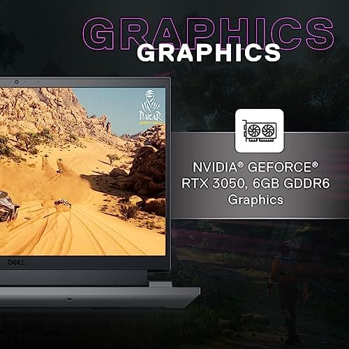 Dell Gaming G15-5530, Intel Core i5 13th Gen-13450HX, NVIDIA GeForce RTX 3050-6GB, 16GB RAM, 512GB SSD, FHD 250nits 15.6"/39.62cm, 120Hz, Windows11, MSOffice 2021,Dark Shadow Gray,2.65Kg Gaming Laptop 3