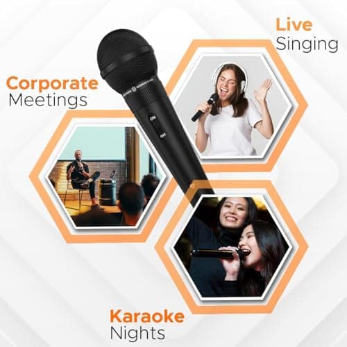 DIGIMORE Professional Cardioid Dynamic Microphone | Wired Mic with 20ft XLR Cable & Mic Holder | for Vocals, Singing, Karaoke, Live Performance, Studio, PA System, Stage, Recording (D-1020) 4