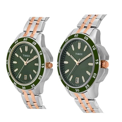 TIMEX Analog Watch for Unisex with Green Round Dial & Multicolor Stainless Steel Bracelet Band Water Resistant Unisex Wrist Watches - TW0PRE007 2
