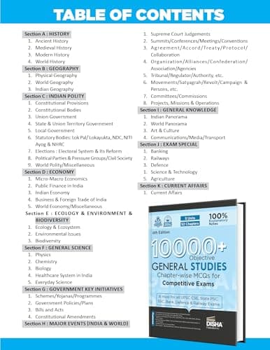 10000+ Objective General Studies Chapter-wise MCQs for Competitive Exams 6th Edition | Previous Year GS PYQs Question PYQs Bank with 100% Explanatory Notes | General Knowledge & Current Affairs 3