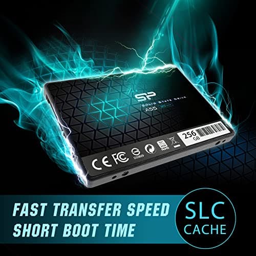 Silicon Power 256GB SSD 3D NAND A55 SLC Cache Performance Boost SATA III 2.5" Internal Solid State Drive SU256GBSS3A55S25AH 2