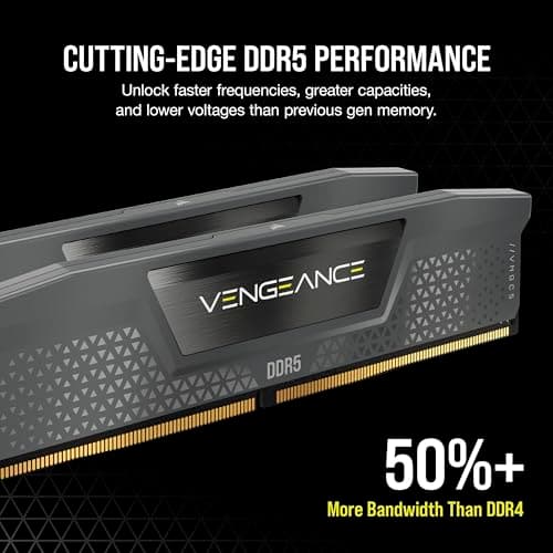 CORSAIR Vengeance DDR5 RAM 16GB (1x16GB) Up to 6000MHz CL36-44-44-96 1.35V AMD EXPO Intel XMP 3.0 Desktop Computer Memory – Grey (CMK16GX5M1E6000Z36) 3