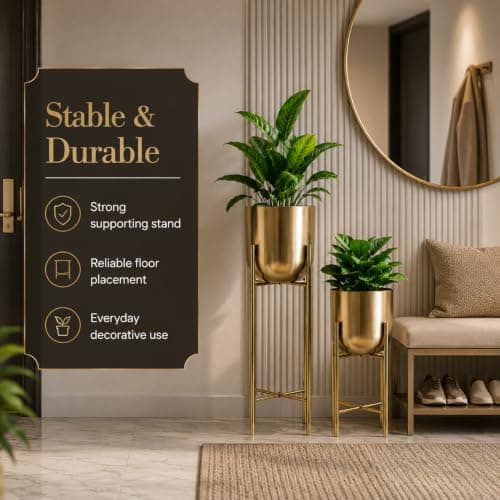 INDIAN DECORMART Metal Decorative Modern Indoor Planters Flower Pots Home Garden Decor Planter for Living Room Bedroom Interior 5