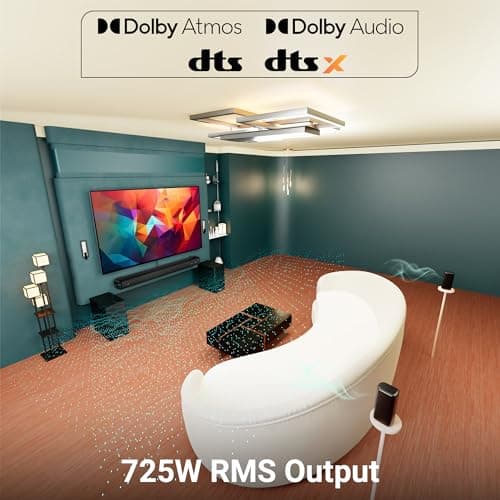 ZEBRONICS Juke BAR 9900 Soundbar, 725 Watts, DTS X, Dolby Atmos, 5.2.4 CH, 2X Wireless (Subwoofer & Satellites), BT v5.3 | HDMI eARC | Optical in | AUX | USB, RGB LED, Wireless UHF Mic, Deep Bass 3