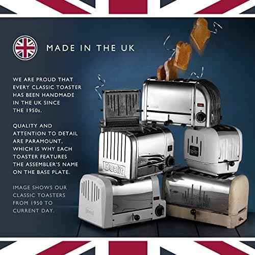 Dualit Classic 2-Slice NewGen Toaster - Stainless Steel - Hand Made in the UK - Interchangeable ProHeat elements - Defrost Bread - Mechanical Timer - Metallic Charcoal Classic Toast 3