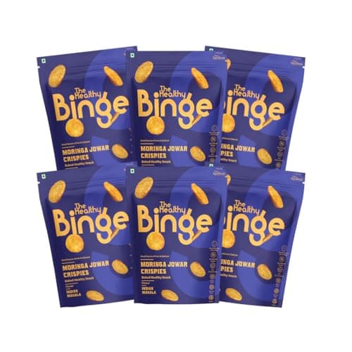 The Healthy Binge Jowar Baked Chips Indian Masala – Healthy Snacks | Baked Snacks | No Palm Oil | Protien Rich | Healthy Snacks for Kids and Adults 40g (Pack of 6)