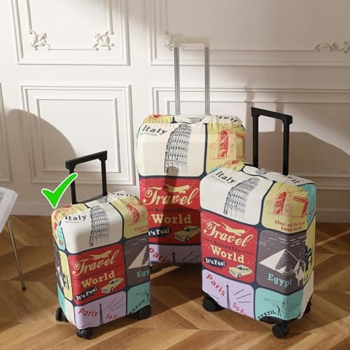 HOKIPO Suitcase Covers for Trolley Suitcase, 180gsm Durable and Washable, Small (18-19inch), Multicolor Travel World (AR-5183-D2) 2