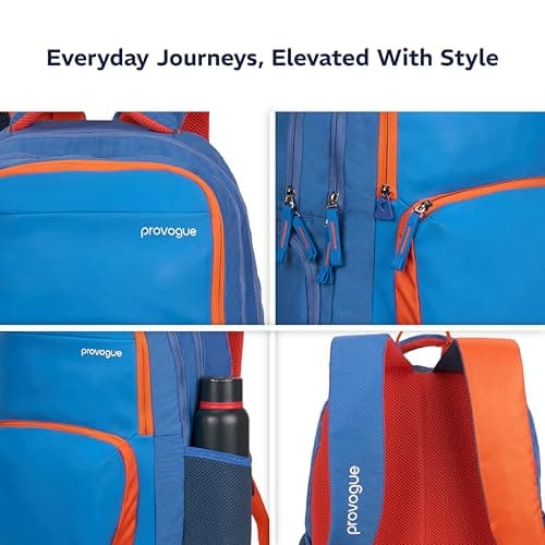 Provogue Pacer Smart laptop backpack with built-in rain cover, office backpack, travel bag, laptop bag for men and women with bottle holder and side pocket, with laptop sleeve, Denim Blue, 35 Ltr 5