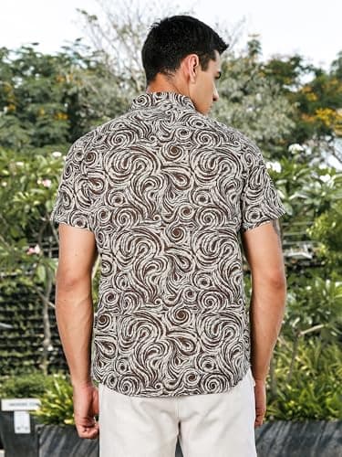 Thomas Scott Men's | All Over Printed | Spread Collar | 100% Cotton | Short Sleeve | Shirts for Men (Available in Plus Size) Green 4