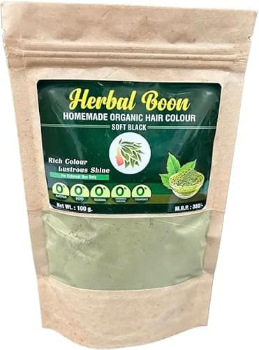 HERBAL BOON Homemade Organic Hair Colour – Soft Black, 100g | Natural & Chemical-Free, Black