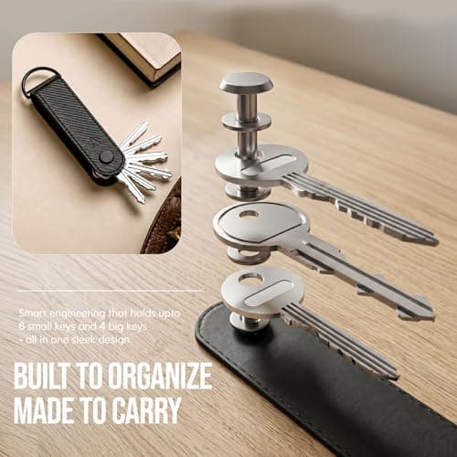 Capes Stack Key Organizer for Men & Women | Pocket-Friendly Compact Key Holder for Up to 4 Keys | Premium PU Leather Key Case | Minimalist Anti-Rattle Key Organizer | Carbon Black 5
