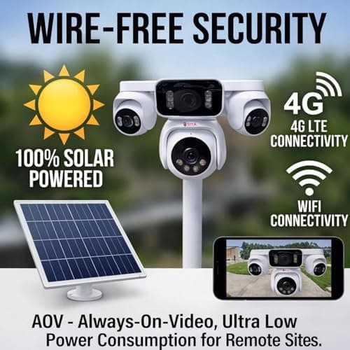 SIYA 3-in-1 Solar 4G WiFi Security Camera | 360° Triple Lens CCTV Camera | PTZ Dome + Dual Side Cameras | Wireless Outdoor Camera with SIM Support, Night Vision, Motion Detection & Mobile Monitoring 3