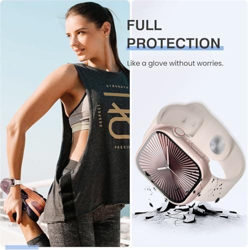 Zitel Case with Screen Protector Compatible with Apple Watch 42mm Series 11/10, Hard PC Cover with Built-in 9H Tempered Glass (42mm, Rose Gold) 4