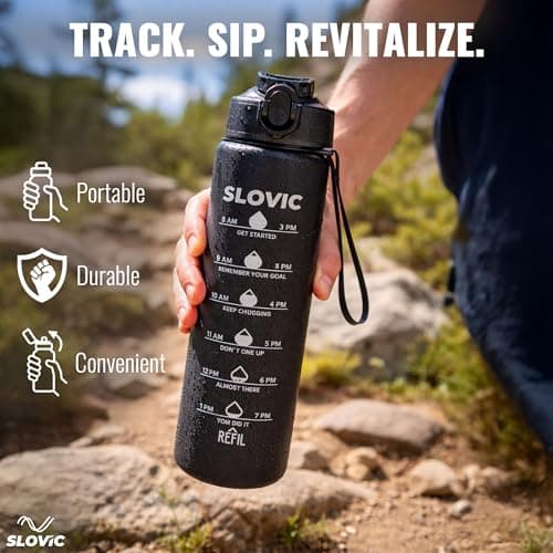 SLOVIC Sipper Water Bottle 1 LTR | Gym Sipper Water Bottles for Adults | Motivational Water Bottle Ideal for Gym, Sports & Camping | 100% BPA Free | Wide Mouth for Easy Cleaning 3