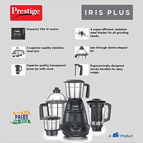 Prestige Iris Plus 750 Watts Mixer Grinder & Prestige Svachh Deluxe Alpha 3.0 Litre Stainless Steel Outer Lid Pressure Cooker 3