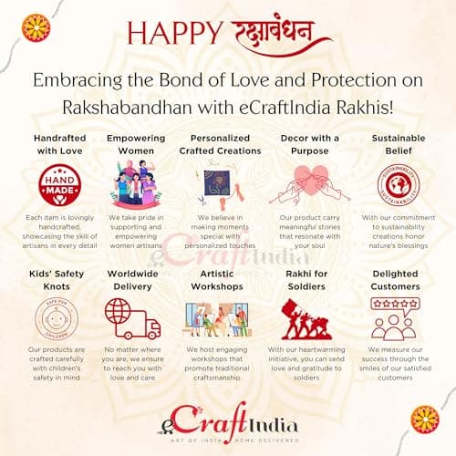 eCraftIndia Gota Patti Work Bhaiya Bhabhi Rakhi Set with Best Bro Ever Fridge Magnet and Roli Chawal Pack 5