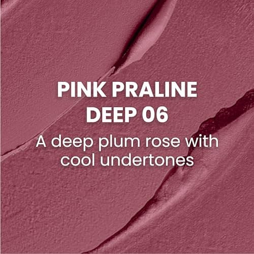 Typsy Beauty Cocoa Peptide Velvet Matte Lipstick | 8hr Wear, Soft Blur Finish, Lightweight Texture, Hydrating Nude Lipstick| Pink Praline Deep 06 | Cocoa Peptides | Vegan & Paraben-Free 3.5g 2