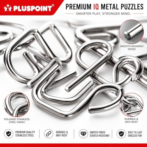 PLUSPOINT Brain Teasers Metal Wire Puzzle IQ Mental Puzzle Toys for Gifts, Party Favors, Prizes, Disentanglement Puzzle Unlock Interlock Toys IQ Puzzle Brain Teaser 5