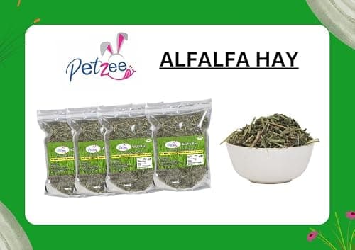 Petzee Alfalfa Hay, Food for Rabbits, Guinea Pig, Hamsters and Other Small Animals (400 GMS)- Pack of 4 2