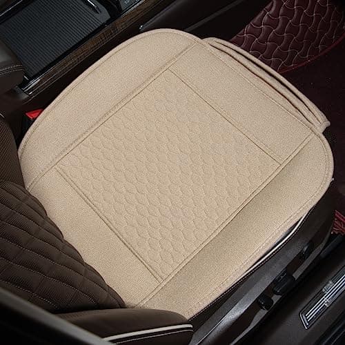 Bamboolady Linen Car Seat Covers,Cooling Bottom Seat Covers for Cars,Universal Car Seat Pad Cushion Breathable,Ventilated Only 1Pc Front Seat