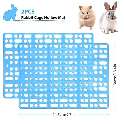 Qpets® 2Pcs Rabbit Cage Mat Hollow Mat For Rabbit Cage 9.8 By 13.5 Inches,Small Pet Plastic With 8Pcs Fixed Clip,Dry For Guinea Pig Hamster 3