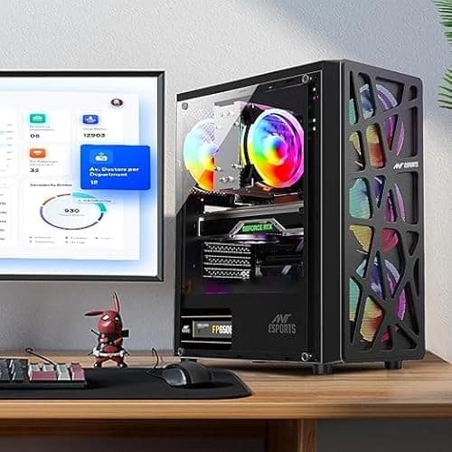 KRYNORCXY® Desktop Computer PC | i5 2400 Processor | Fast SSD Storage | 4 RGB Fan Gaming Cabinet | HD Graphics 2000 | WiFi | Windows 10 Pro | Home & Office Use (8GB RAM/128GB SSD) 4
