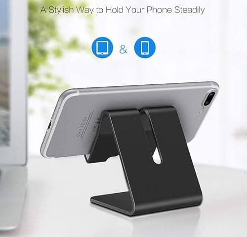 J'TTON Aluminium Desktop Stand Holder for Mobile Phone and Tablet (Up to 10.1 inch) Cell Phone Stand Tablet Stand (Black) 4
